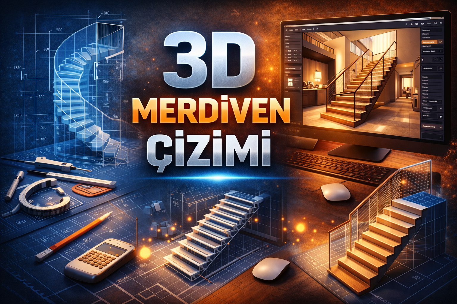 3d merdiven çizimi